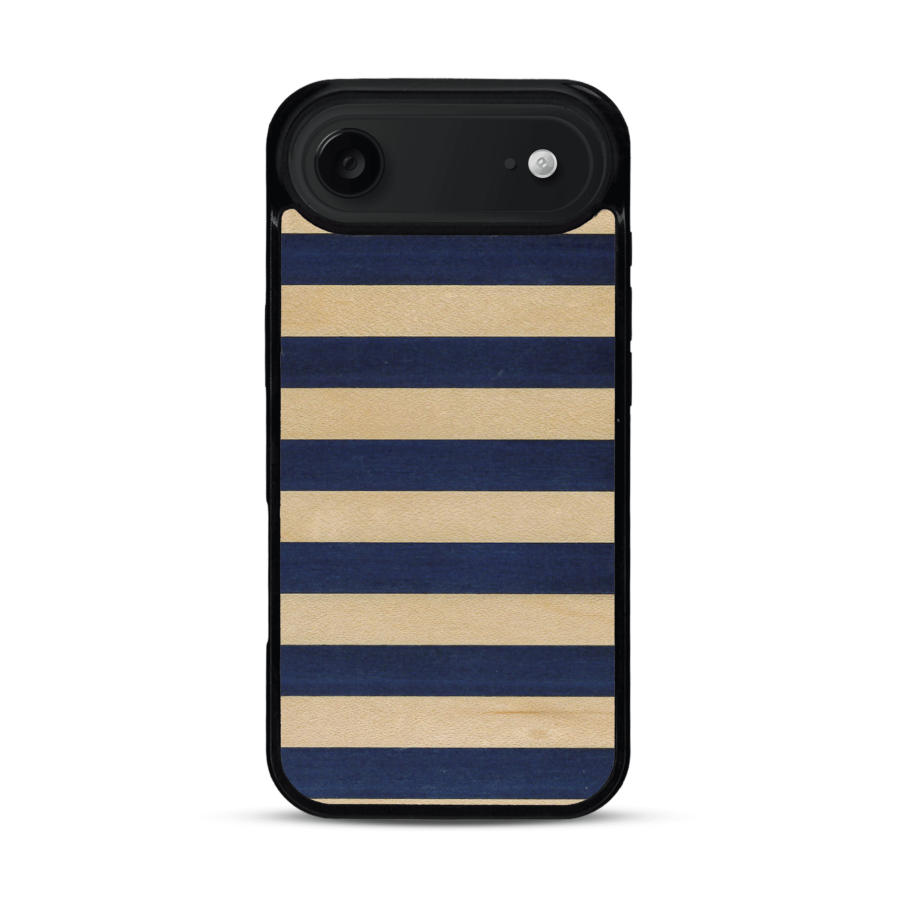 Coque de protection en bois véritable fabriquée en France pour  alliant plusieurs essences de bois pour représenter une marinière