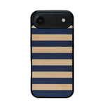 Coque de protection en bois véritable fabriquée en France pour iPhone 17 Air alliant plusieurs essences de bois pour représenter une marinière