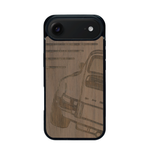 Coque de protection en bois véritable fabriquée en France pour iPhone 17 Air sur le thème de l'automobile avec une authentique Porsche