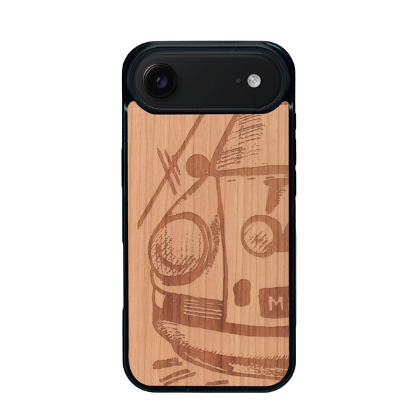 Coque de protection en bois véritable fabriquée en France pour iPhone 17 Air sur le thème de l'automobile avec une authentique Porsche