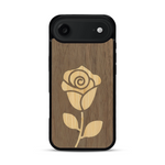 Coque de protection en bois véritable fabriquée en France pour  alliant plusieurs essences de bois pour représenter une rose