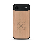 Coque de protection en bois véritable fabriquée en France pour  avec une gravure "rose des vents" sur le thème nautique et de l'océan qui s'inspire des boussoles de pirate