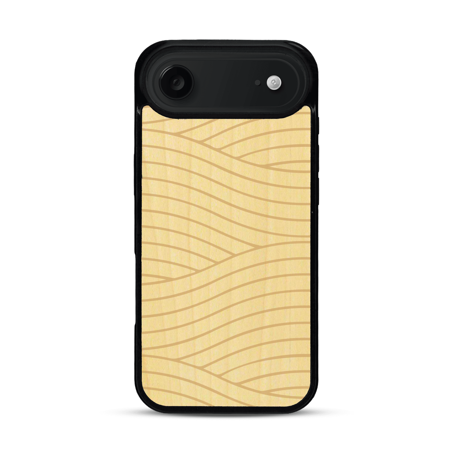Coque de protection en bois véritable fabriquée en France pour  avec un motif moderne et minimaliste sur le thème waves et wavy représentant les vagues de l'océan