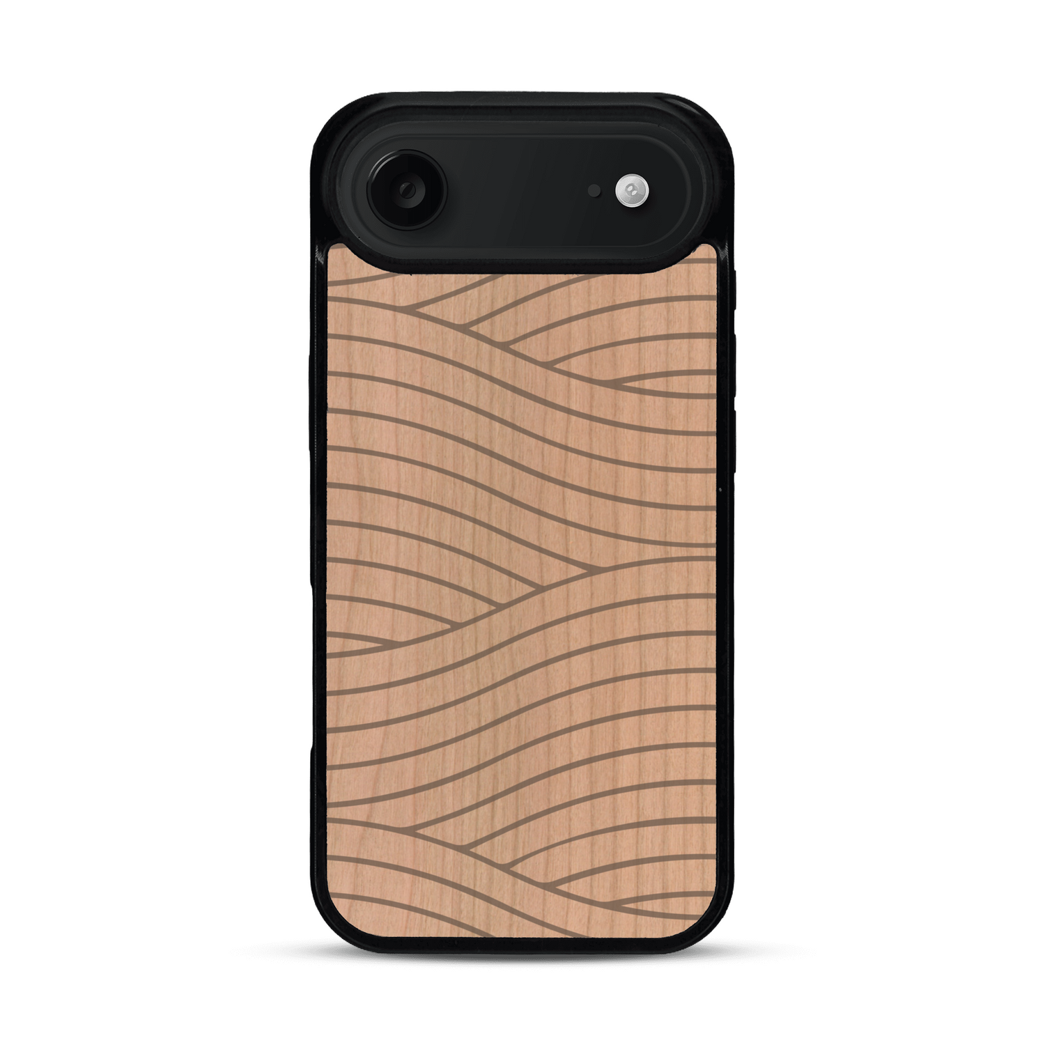 Coque de protection en bois véritable fabriquée en France pour  avec un motif moderne et minimaliste sur le thème waves et wavy représentant les vagues de l'océan