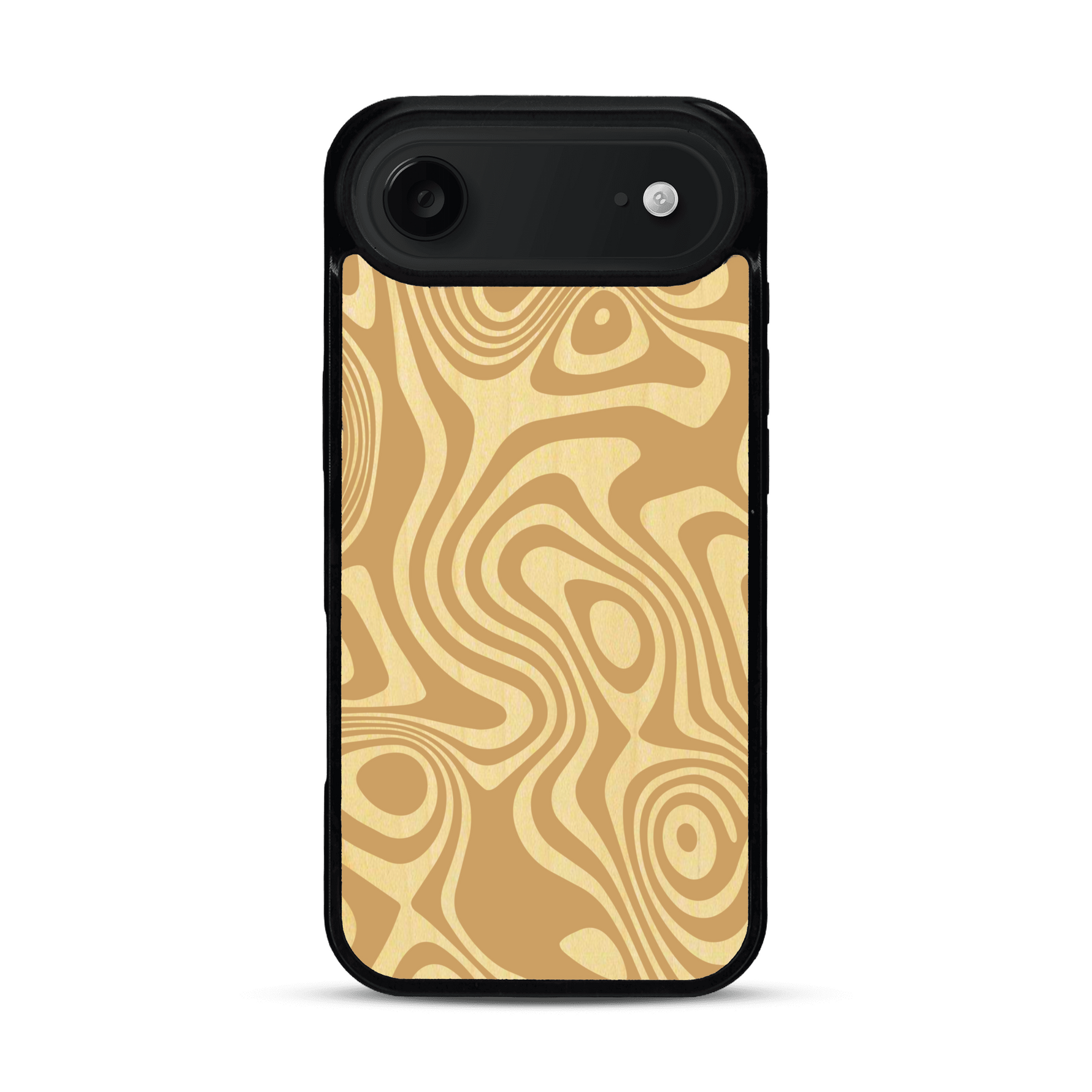 Coque de protection en bois véritable fabriquée en France pour  avec un motif abstrait représentant les mouvements de l'eau