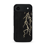 Coque de protection en bois véritable fabriquée en France pour  alliant plusieurs essences de bois pour représenter un éclair divin
