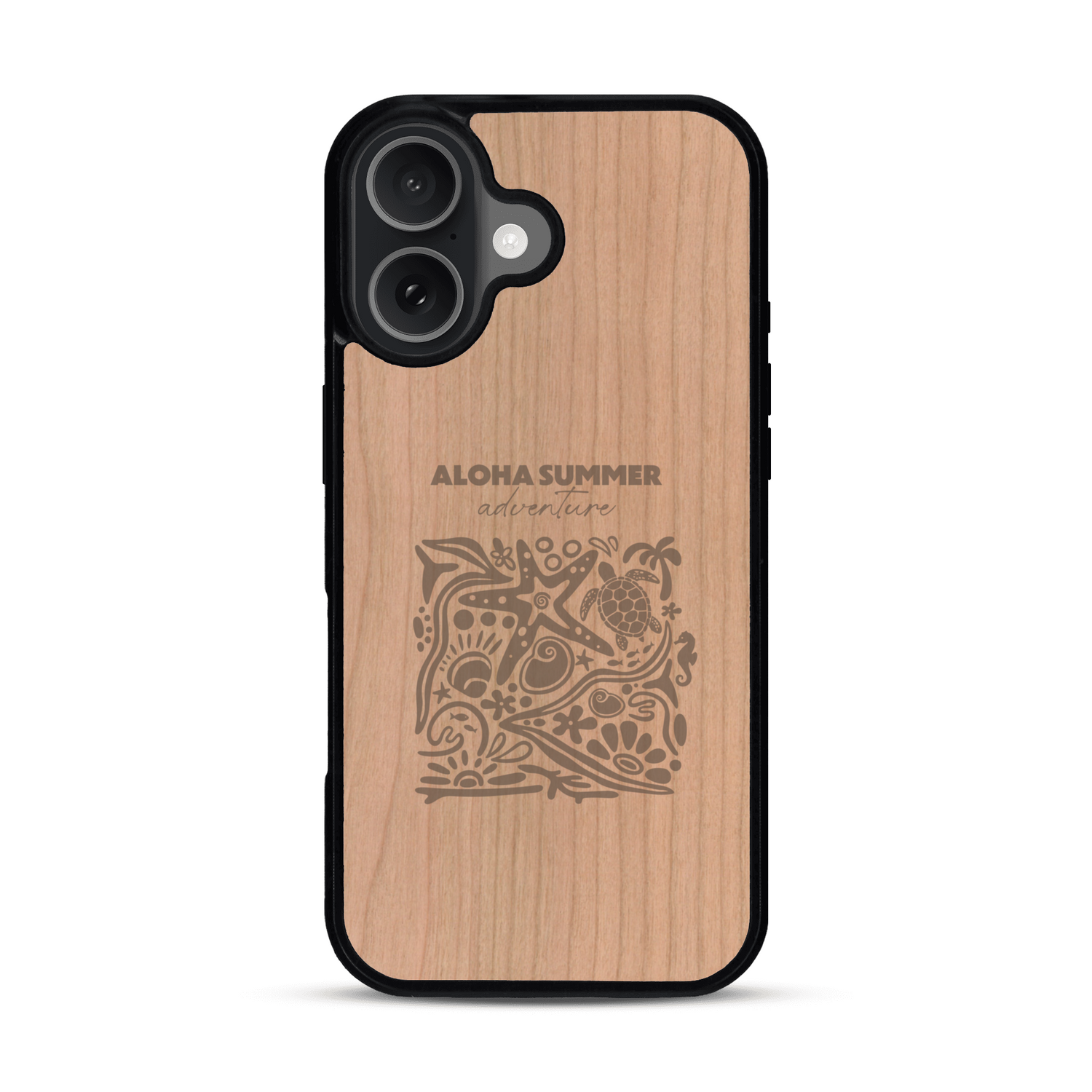 Coque de protection en bois véritable fabriquée en France pour  sur le thème de la plage, de l'été et vanlife.