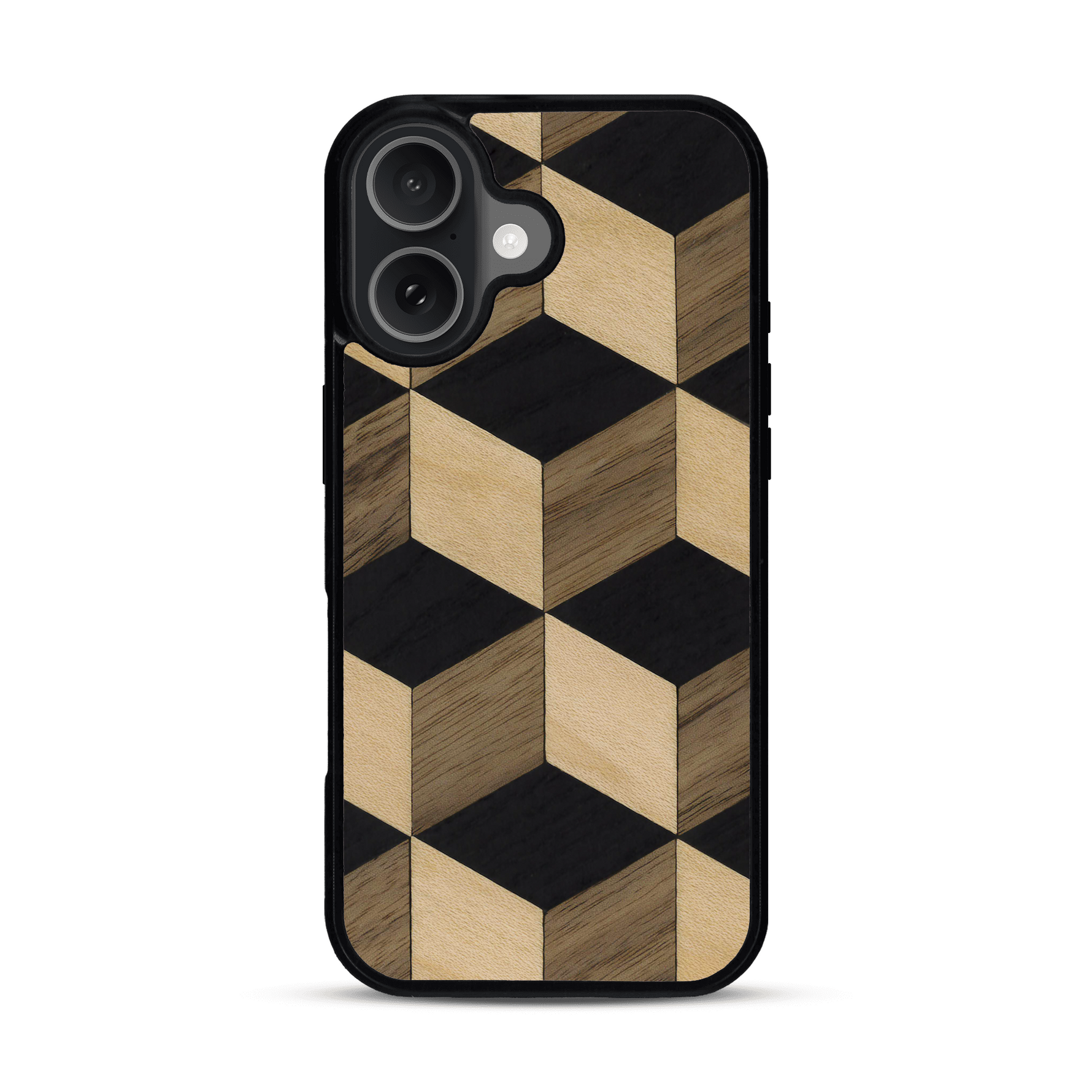 Coque de protection en bois véritable fabriquée en France pour  alliant plusieurs essences de bois pour représenter un classique intemporel de la marqueterie