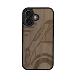 Coque de protection en bois véritable fabriquée en France pour iPhone 17 sur le thème de l'automobile avec une authentique Mini Cooper