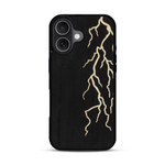 Coque de protection en bois véritable fabriquée en France pour  alliant plusieurs essences de bois pour représenter un éclair divin