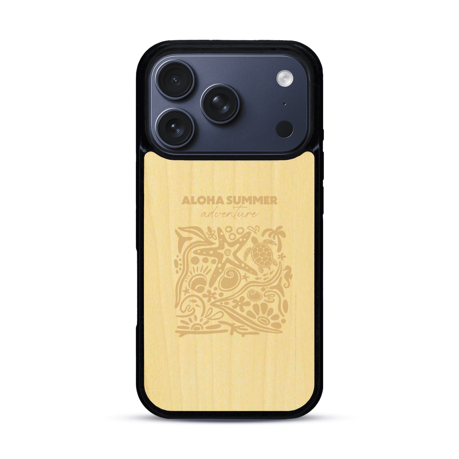 Coque de protection en bois véritable fabriquée en France pour  sur le thème de la plage, de l'été et vanlife.