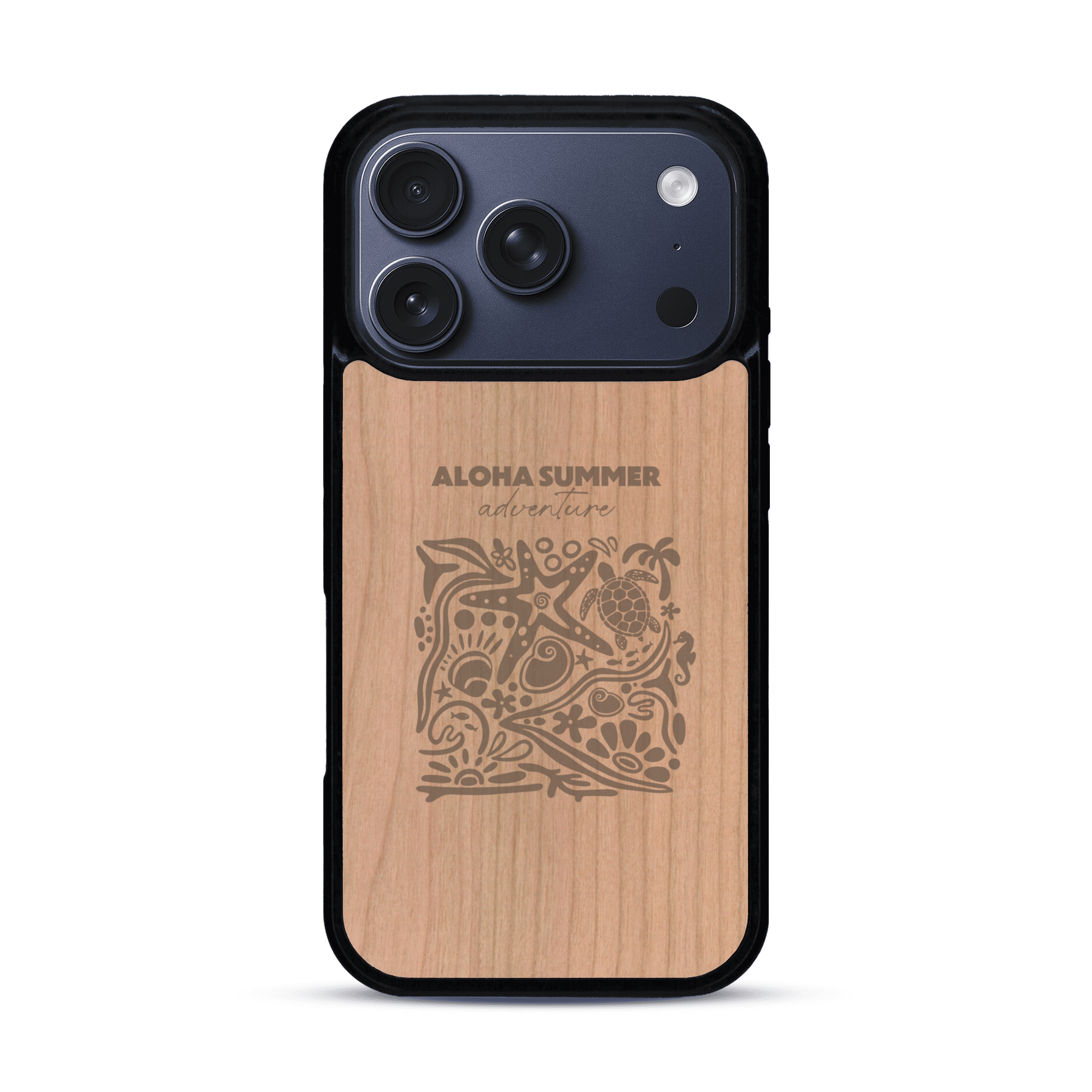Coque de protection en bois véritable fabriquée en France pour  sur le thème de la plage, de l'été et vanlife.