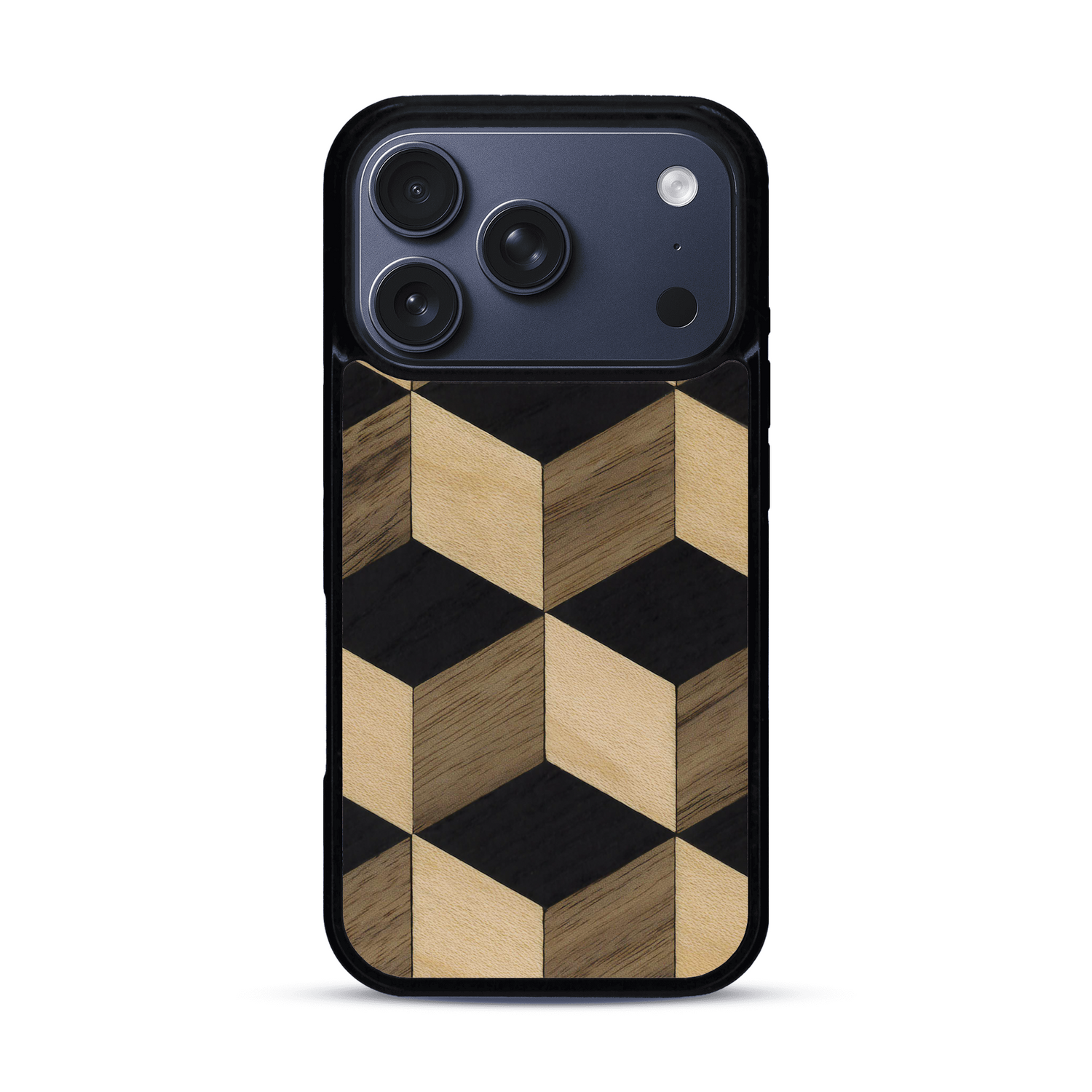Coque de protection en bois véritable fabriquée en France pour  alliant plusieurs essences de bois pour représenter un classique intemporel de la marqueterie