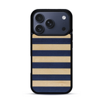 Coque de protection en bois véritable fabriquée en France pour  alliant plusieurs essences de bois pour représenter une marinière