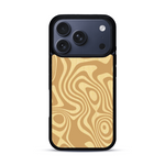Coque de protection en bois véritable fabriquée en France pour  avec un motif abstrait représentant les mouvements de l'eau