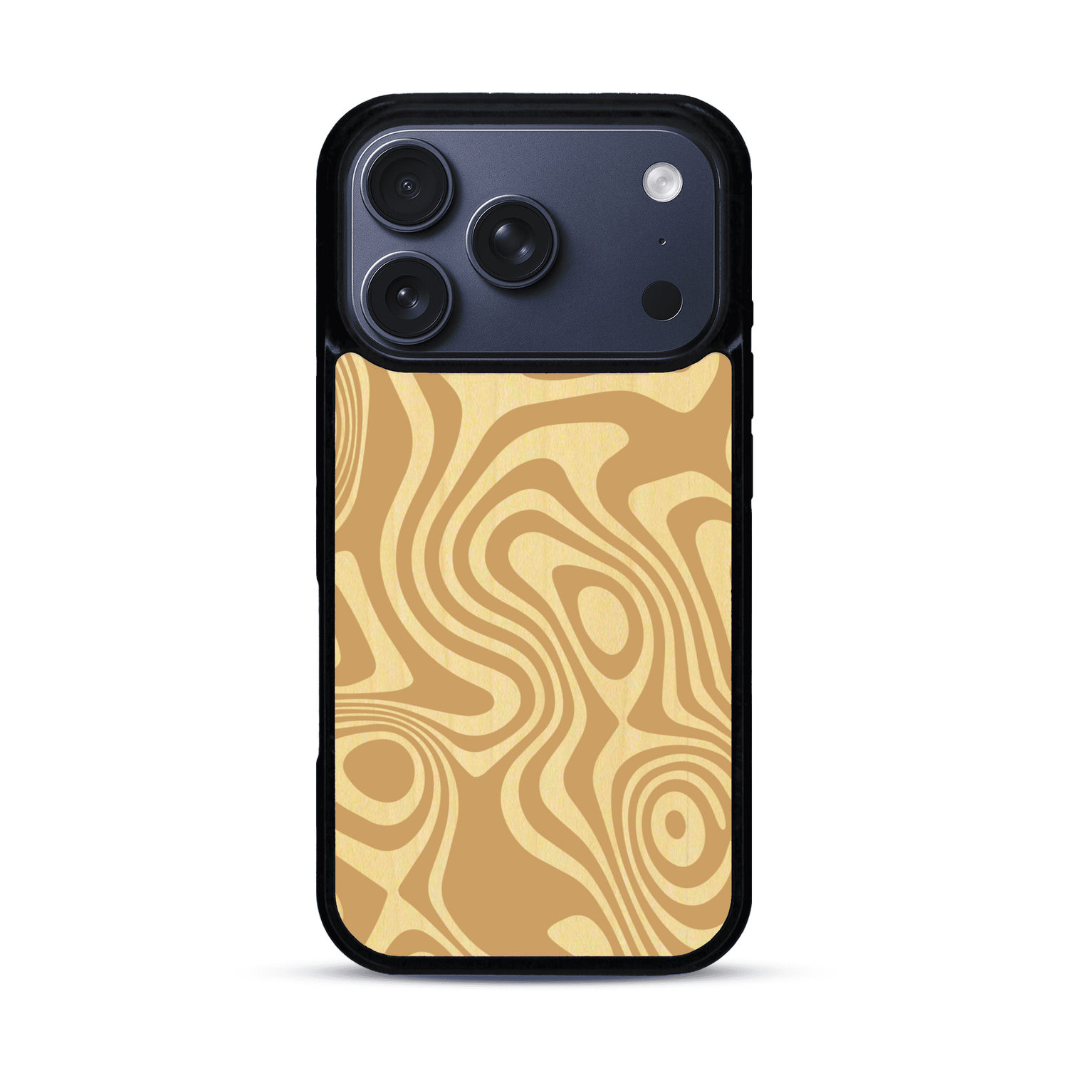 Coque de protection en bois véritable fabriquée en France pour  avec un motif abstrait représentant les mouvements de l'eau
