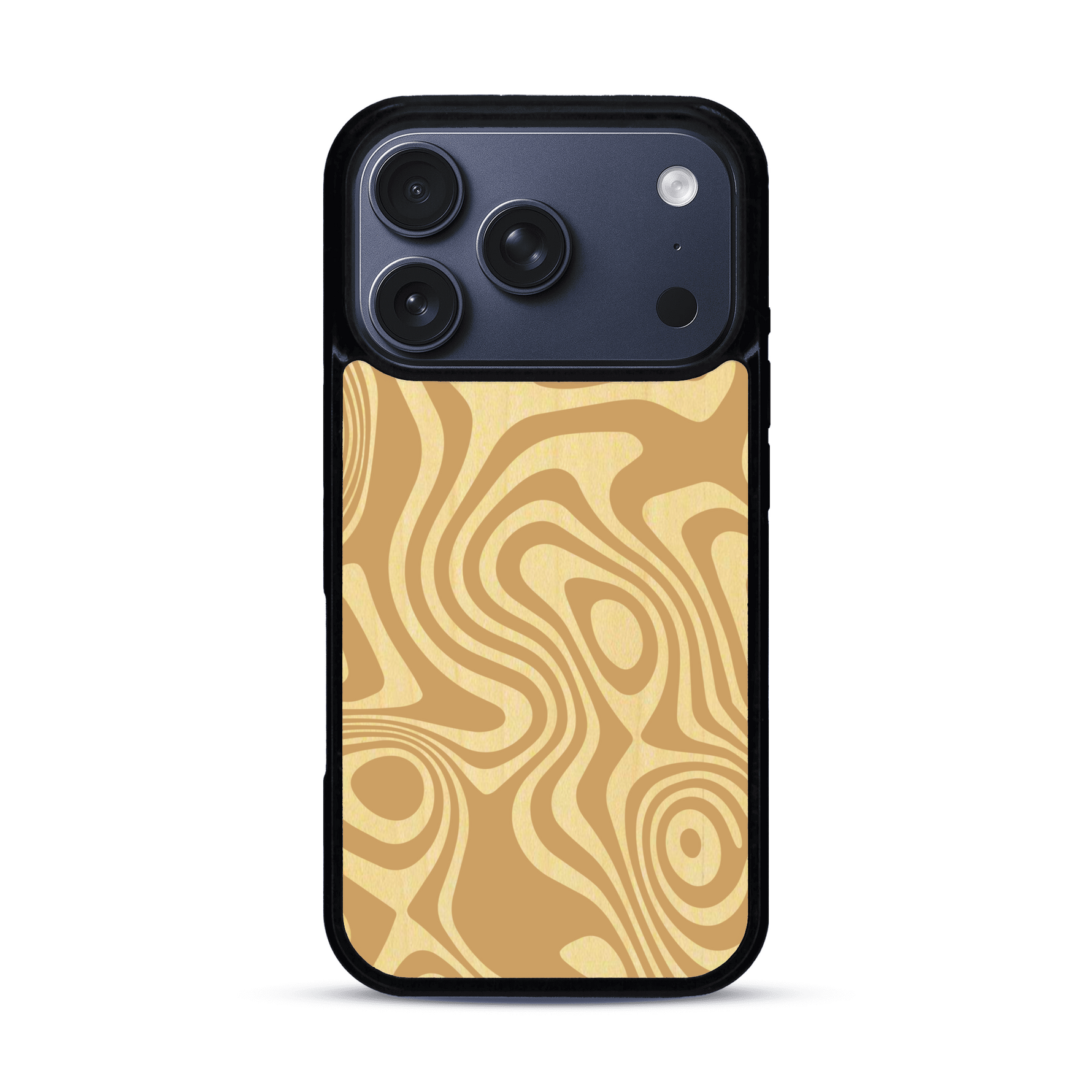 Coque de protection en bois véritable fabriquée en France pour  avec un motif abstrait représentant les mouvements de l'eau