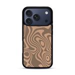 Coque de protection en bois véritable fabriquée en France pour  avec un motif abstrait représentant les mouvements de l'eau