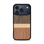 Coque de protection en bois véritable fabriquée en France pour  alliant des bandes horizontales de bambou, merisier et noyer