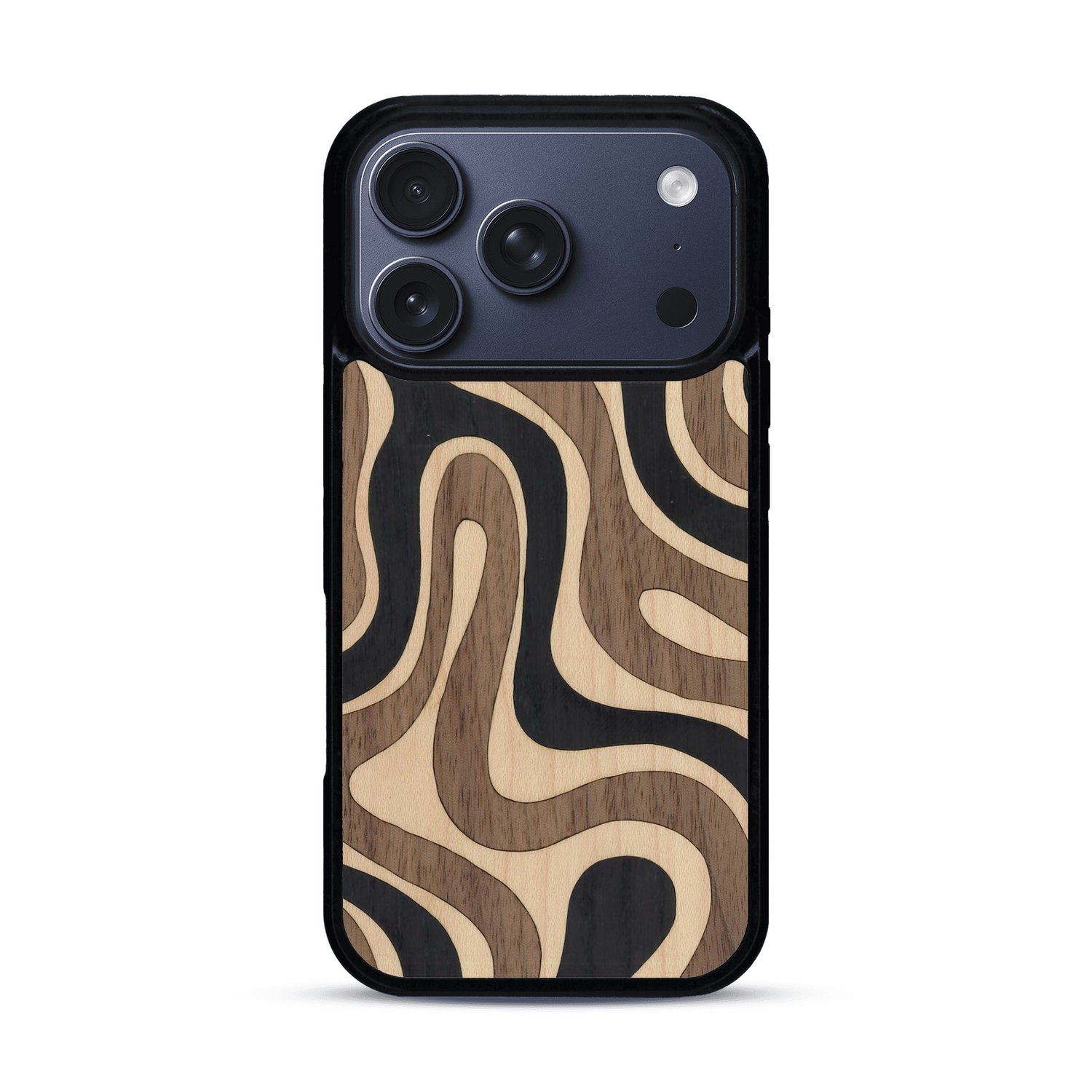 Coque de protection en bois véritable fabriquée en France pour  alliant plusieurs essences de bois pour représenter une ondulation