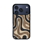 Coque de protection en bois véritable fabriquée en France pour iPhone 17 Pro alliant plusieurs essences de bois pour représenter une ondulation