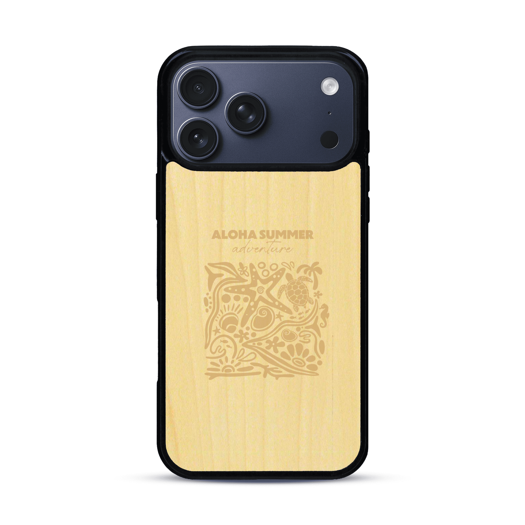 Coque de protection en bois véritable fabriquée en France pour  sur le thème de la plage, de l'été et vanlife.