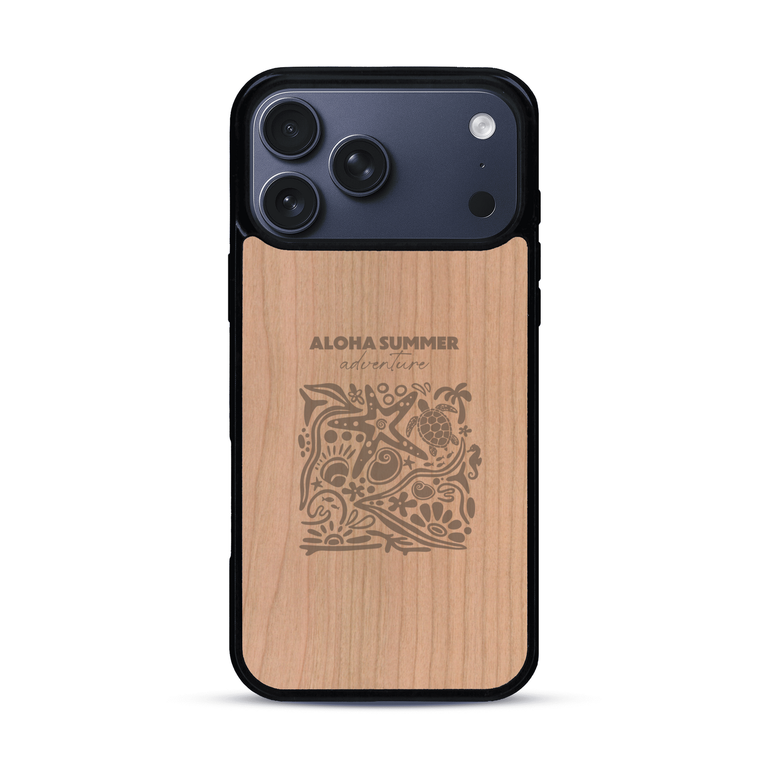 Coque de protection en bois véritable fabriquée en France pour  sur le thème de la plage, de l'été et vanlife.