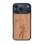 Coque de protection en bois véritable fabriquée en France pour iPhone 17 Pro Max sur le thème des astronautes