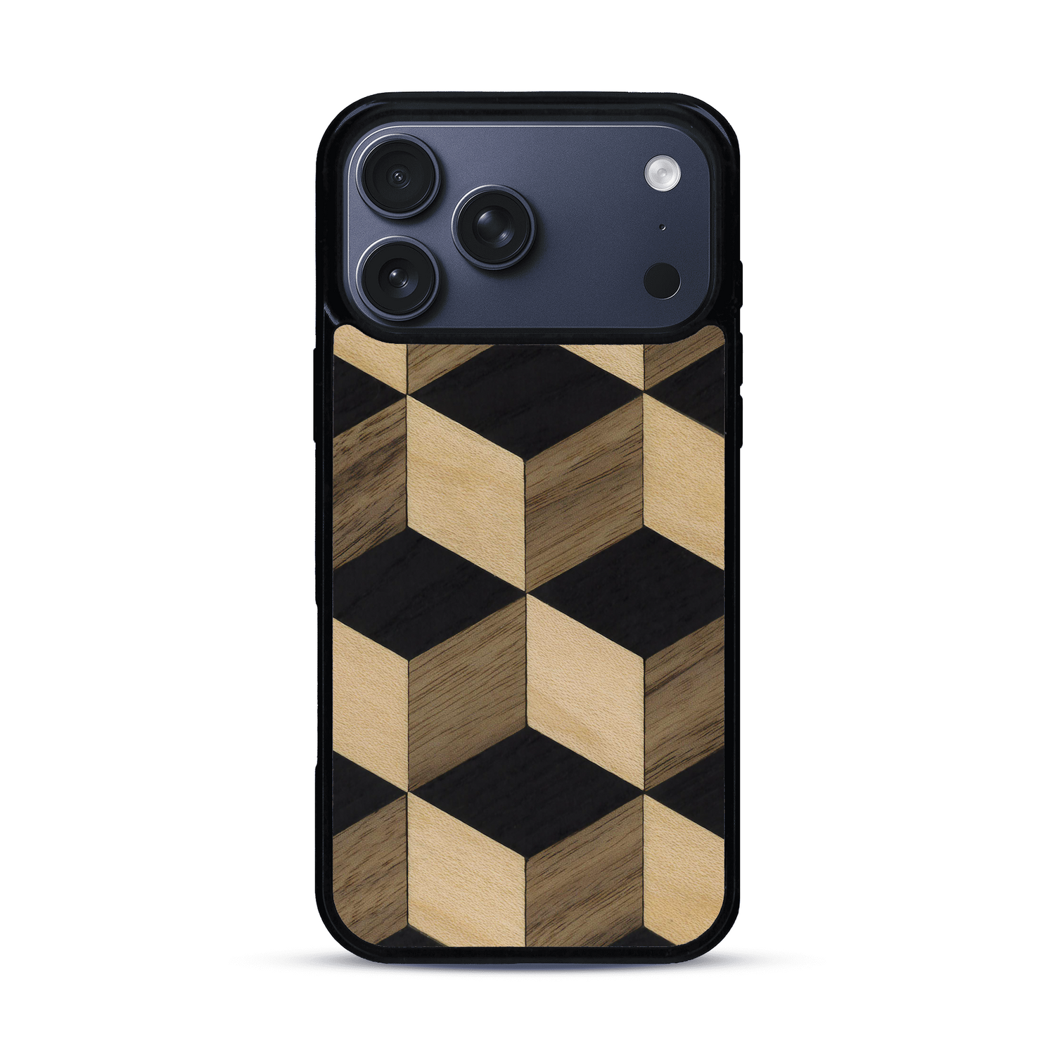 Coque de protection en bois véritable fabriquée en France pour  alliant plusieurs essences de bois pour représenter un classique intemporel de la marqueterie