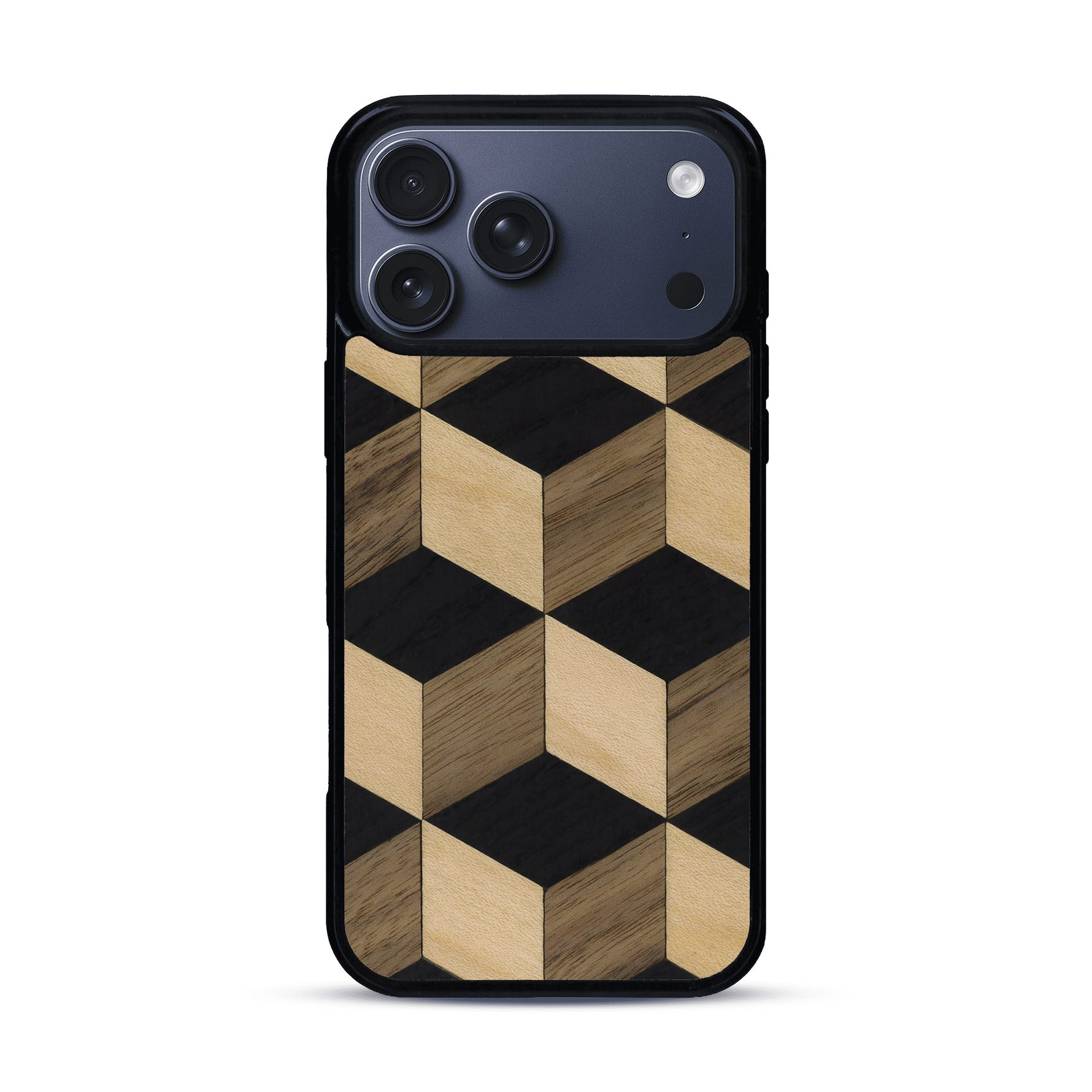 Coque de protection en bois véritable fabriquée en France pour  alliant plusieurs essences de bois pour représenter un classique intemporel de la marqueterie
