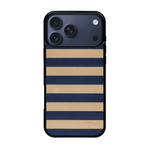 Coque de protection en bois véritable fabriquée en France pour iPhone 17 Pro Max alliant plusieurs essences de bois pour représenter une marinière