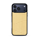 Coque de protection en bois véritable fabriquée en France pour  avec un motif moderne et minimaliste sur le thème waves et wavy représentant les vagues de l'océan