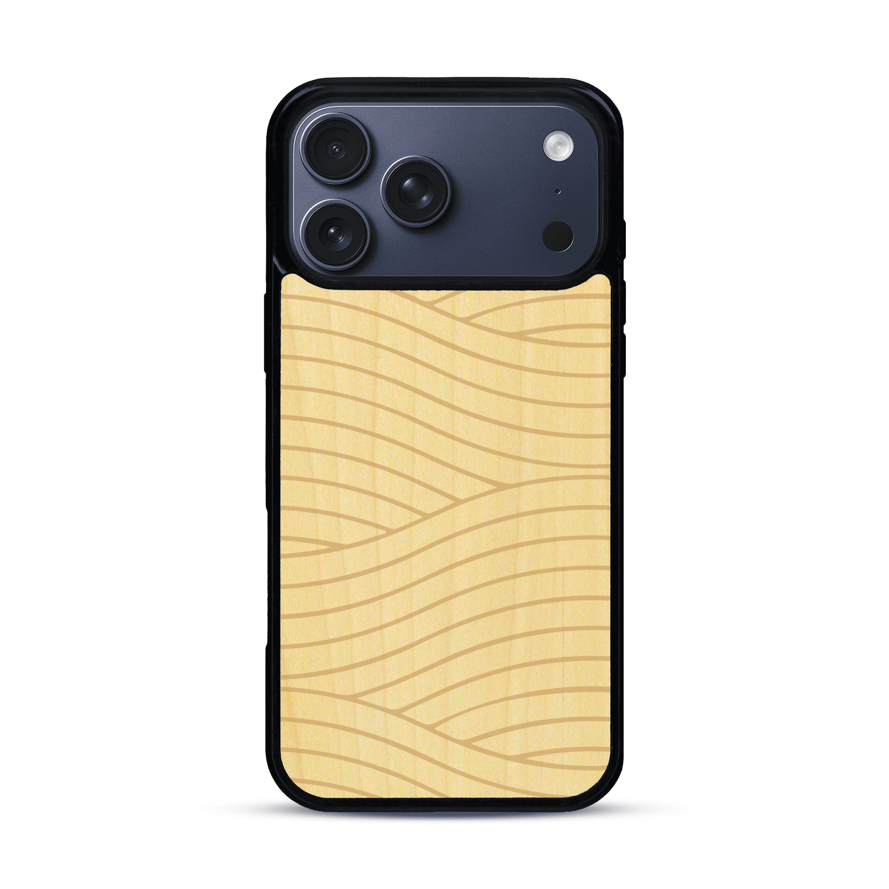 Coque de protection en bois véritable fabriquée en France pour  avec un motif moderne et minimaliste sur le thème waves et wavy représentant les vagues de l'océan