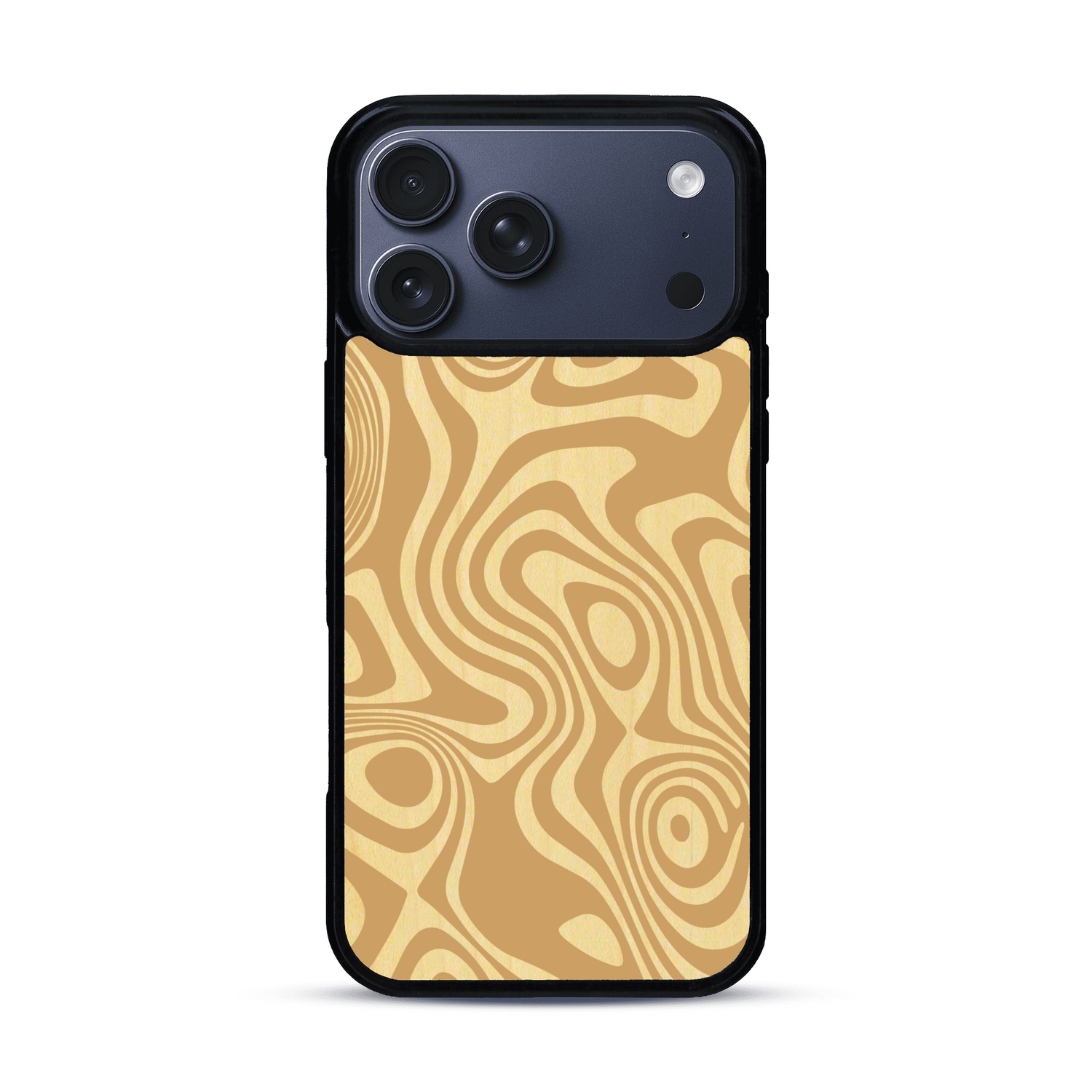Coque de protection en bois véritable fabriquée en France pour  avec un motif abstrait représentant les mouvements de l'eau