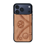 Coque de protection en bois véritable fabriquée en France pour iPhone 17 Pro Max sur le thème de l'automobile avec un van combi