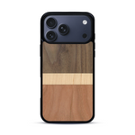 Coque de protection en bois véritable fabriquée en France pour  alliant des bandes horizontales de bambou, merisier et noyer