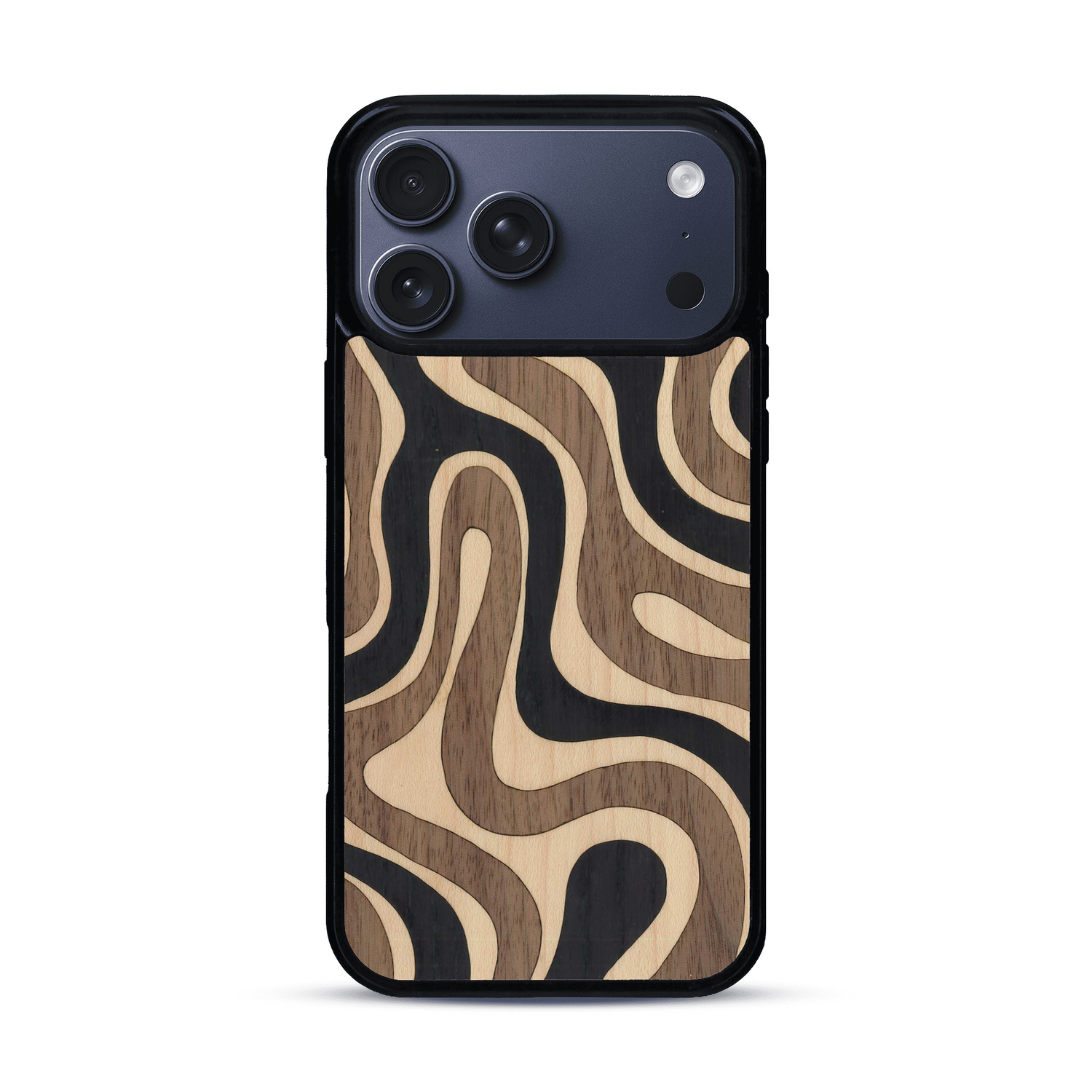 Coque de protection en bois véritable fabriquée en France pour  alliant plusieurs essences de bois pour représenter une ondulation