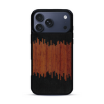 Coque de protection en bois véritable fabriquée en France pour  alliant plusieurs essences de bois pour représenter du magma en fusion