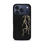 Coque de protection en bois véritable fabriquée en France pour  alliant plusieurs essences de bois pour représenter un éclair divin