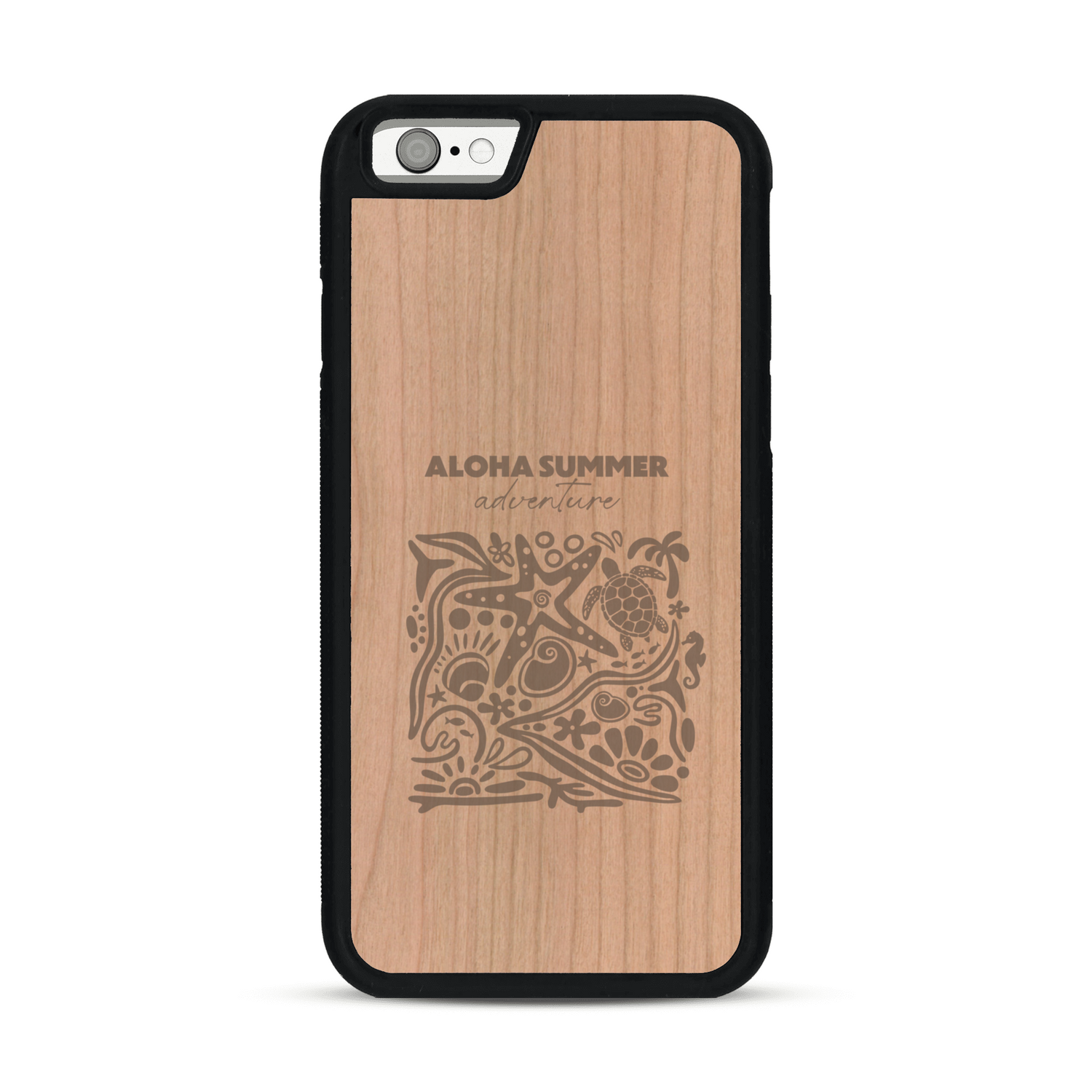 Coque de protection en bois véritable fabriquée en France pour  sur le thème de la plage, de l'été et vanlife.