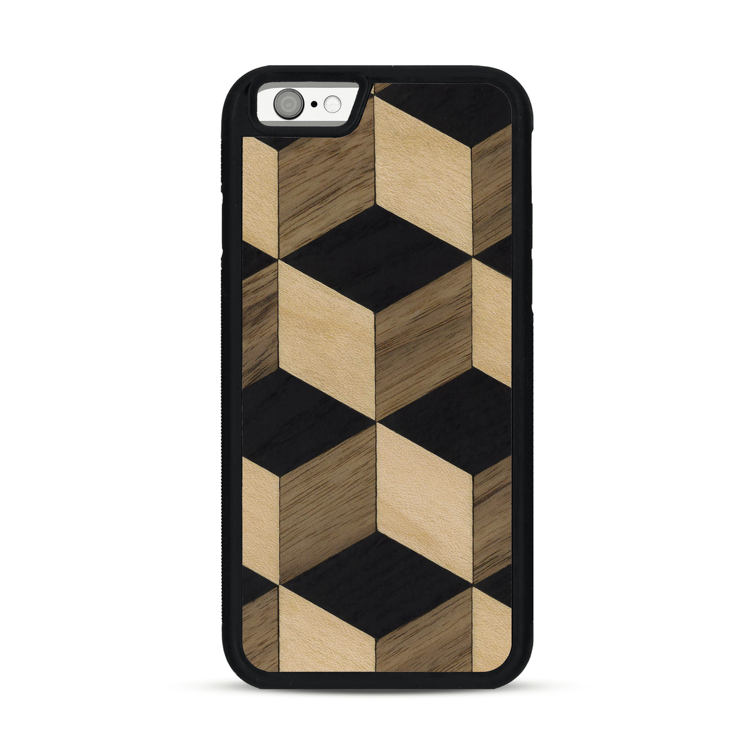 Coque de protection en bois véritable fabriquée en France pour  alliant plusieurs essences de bois pour représenter un classique intemporel de la marqueterie