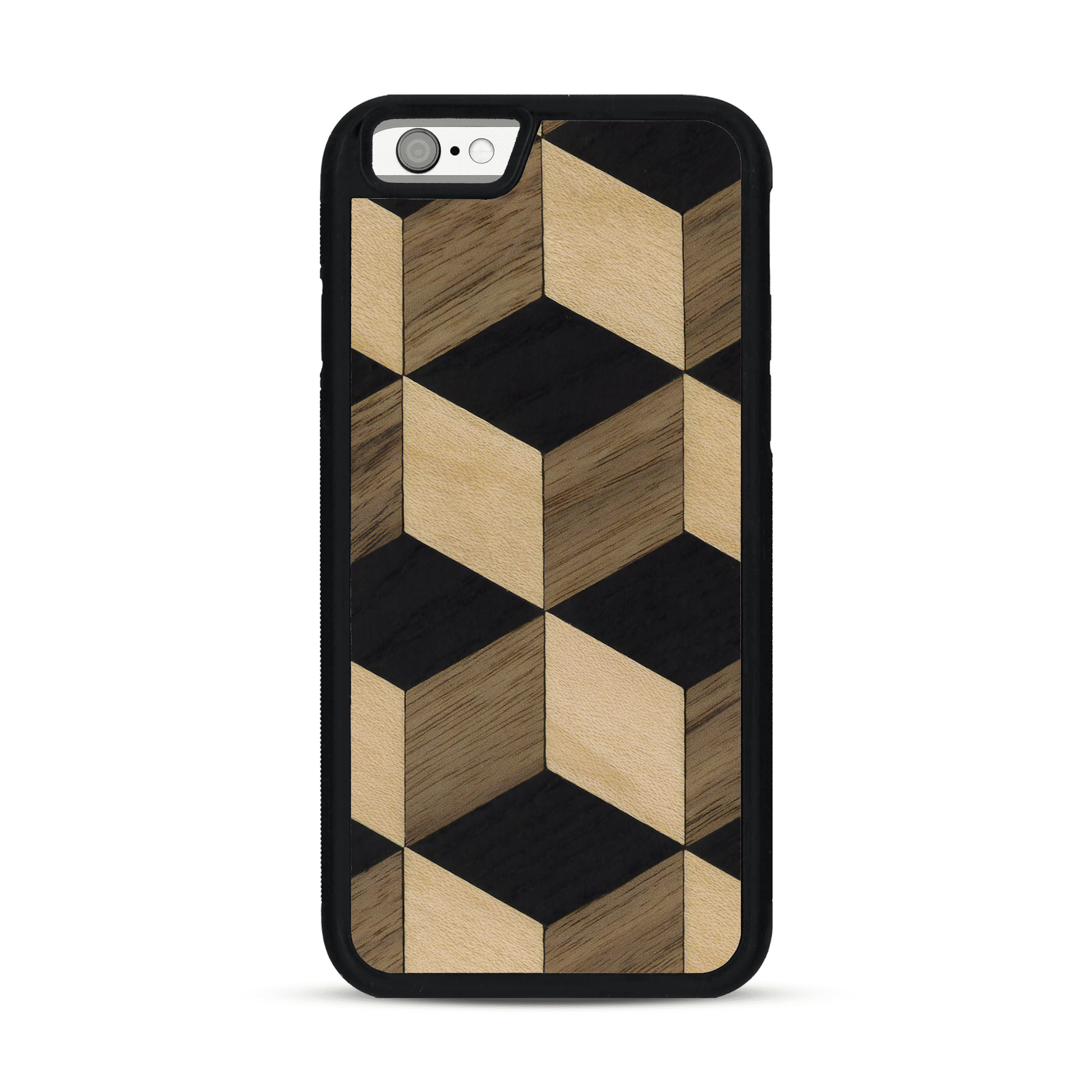 Coque de protection en bois véritable fabriquée en France pour  alliant plusieurs essences de bois pour représenter un classique intemporel de la marqueterie