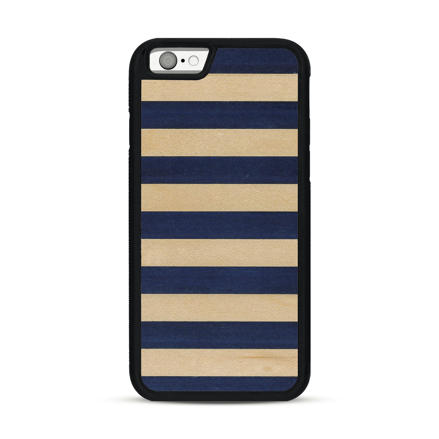 Coque de protection en bois véritable fabriquée en France pour  alliant plusieurs essences de bois pour représenter une marinière