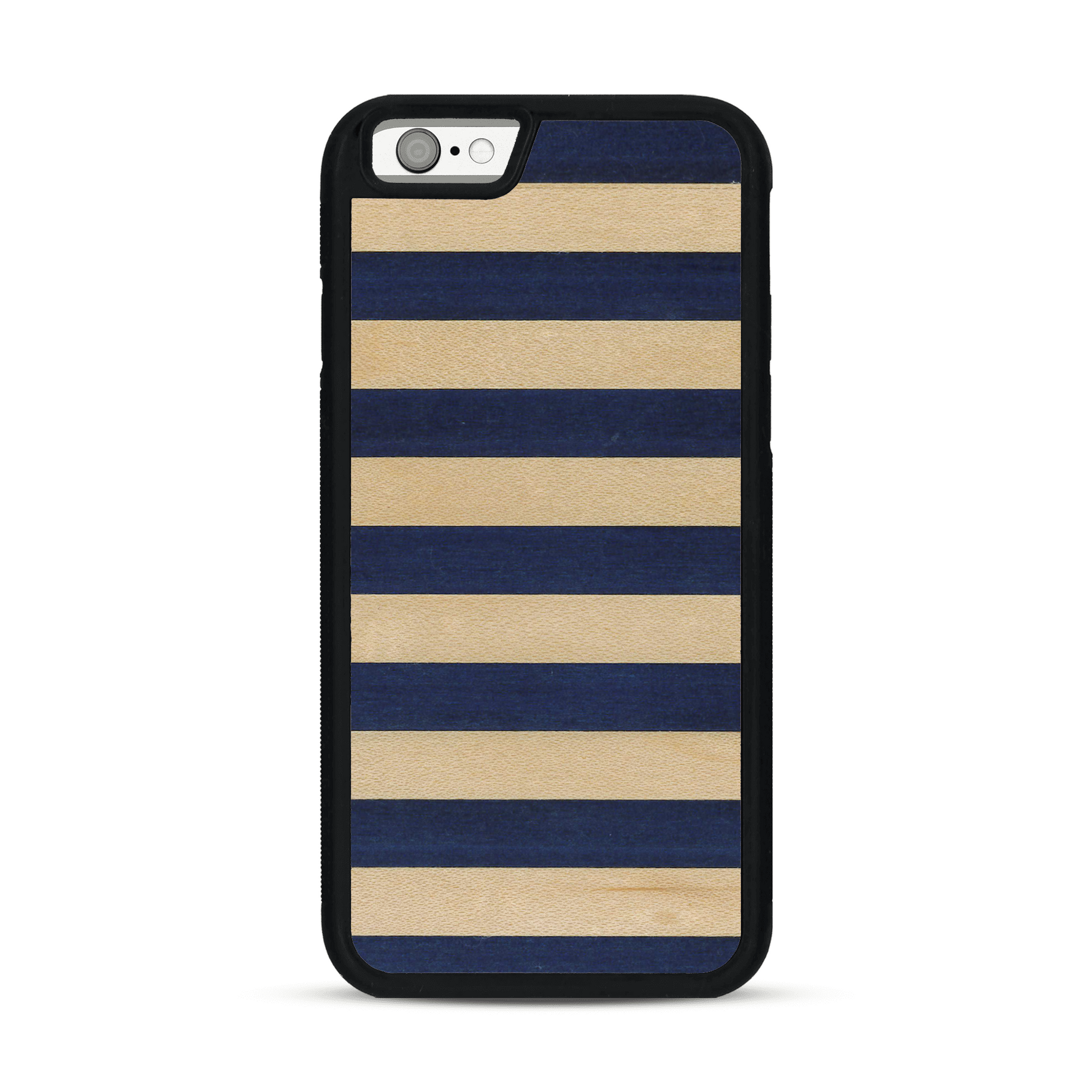 Coque de protection en bois véritable fabriquée en France pour  alliant plusieurs essences de bois pour représenter une marinière