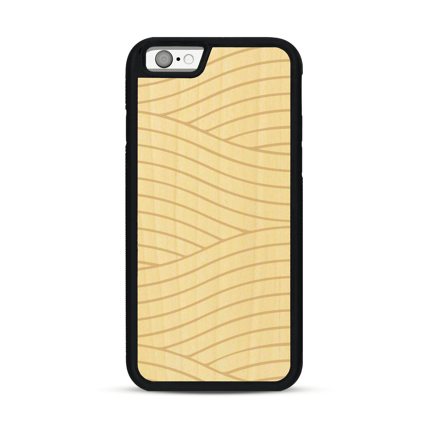 Coque de protection en bois véritable fabriquée en France pour  avec un motif moderne et minimaliste sur le thème waves et wavy représentant les vagues de l'océan