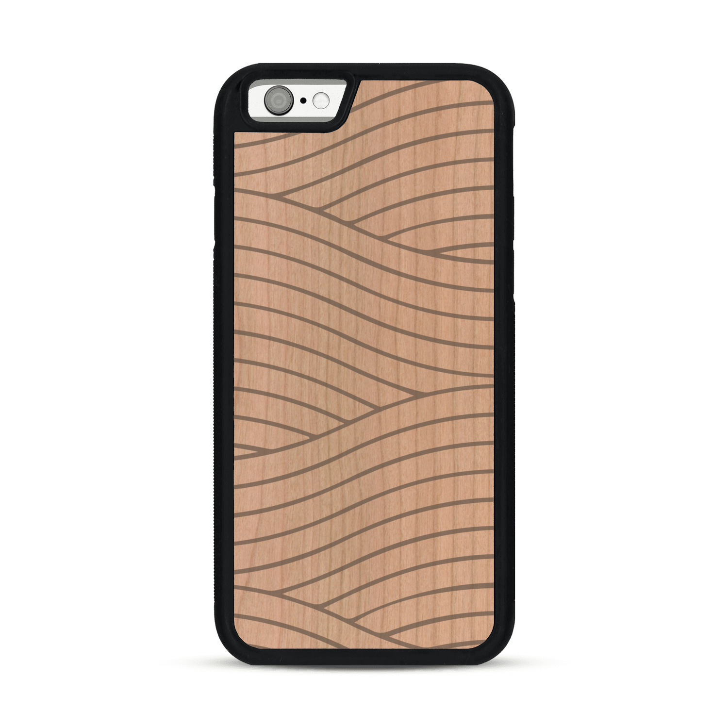 Coque de protection en bois véritable fabriquée en France pour  avec un motif moderne et minimaliste sur le thème waves et wavy représentant les vagues de l'océan