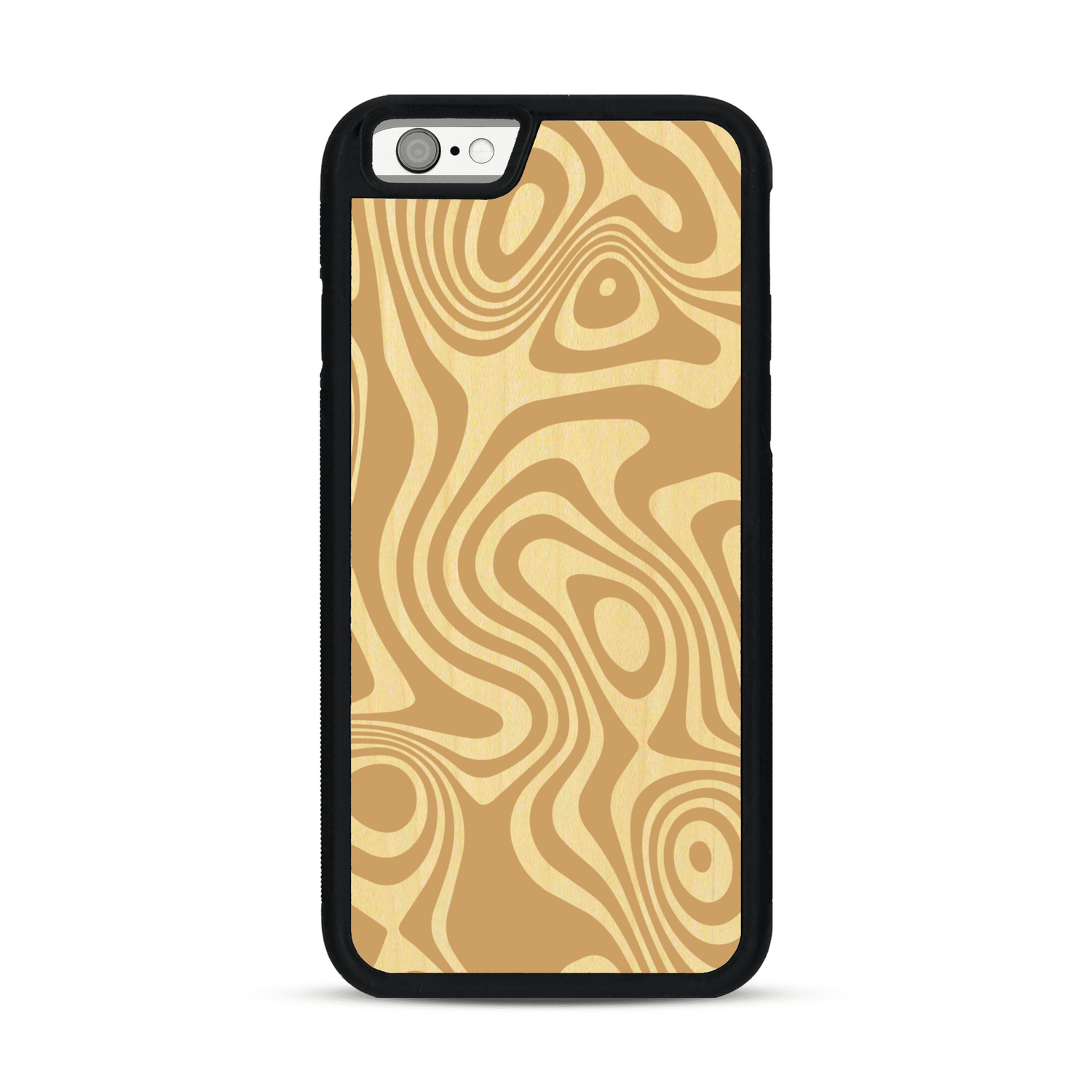 Coque de protection en bois véritable fabriquée en France pour  avec un motif abstrait représentant les mouvements de l'eau