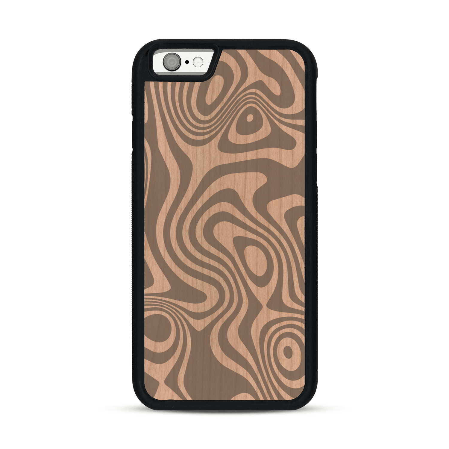 Coque de protection en bois véritable fabriquée en France pour  avec un motif abstrait représentant les mouvements de l'eau