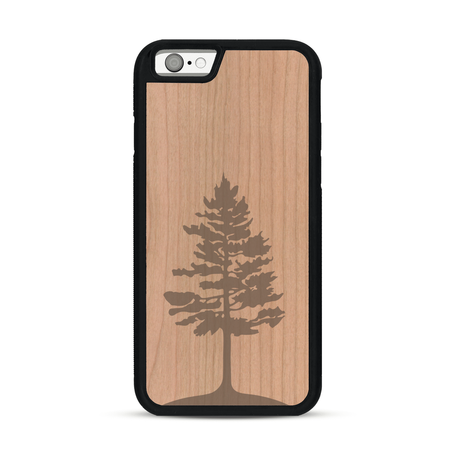 Coque de protection en bois véritable fabriquée en France pour  sur le thème de la nature, de la fôret et de l'écoresponsabilité avec une gravure représentant un arbre 