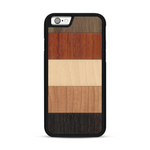 Coque de protection en bois véritable fabriquée en France pour  alliant des bandes horizontales de bambou, merisier, padouk, noyer et chêne fumé